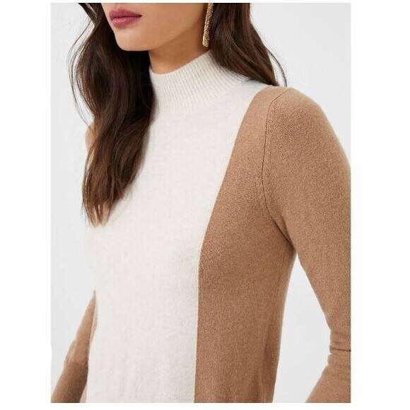 French Connection Sweater Libby Vhari NWT Color Block Top Oatmeal Size XS - Picture 3 of 11